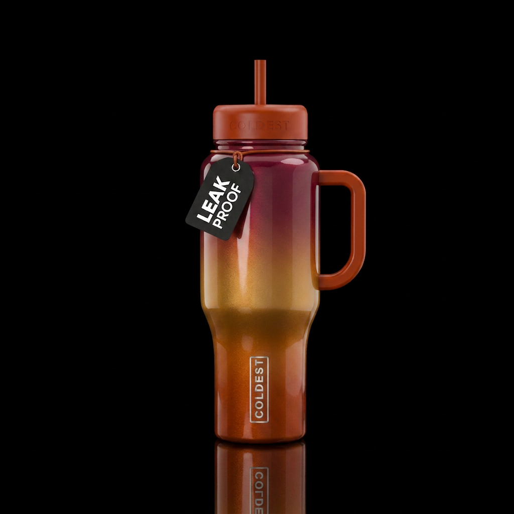 Fall color pallet ombre shimmer glossy water bottle design