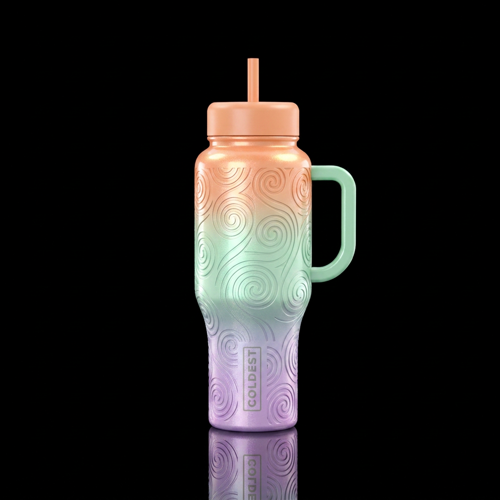 Spring color pallet ombre shimmer glossy etched sp... water bottle design