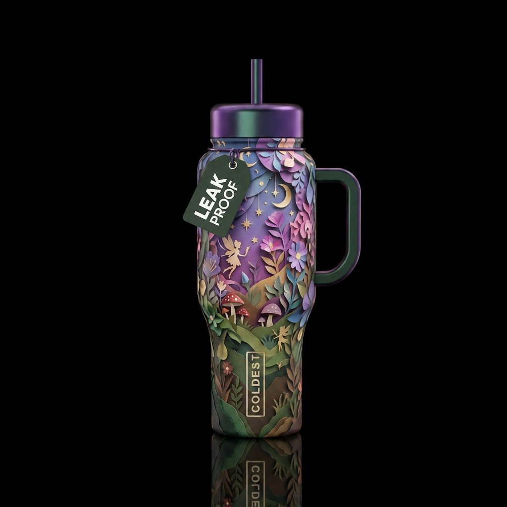 Faeriecore papercraft ombre water bottle design