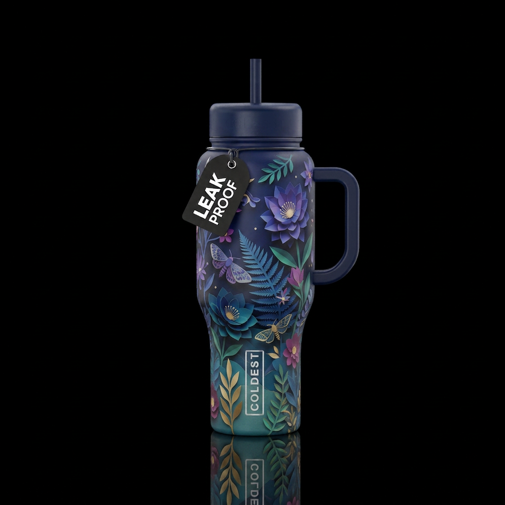 Night garden papercraft ombre water bottle design