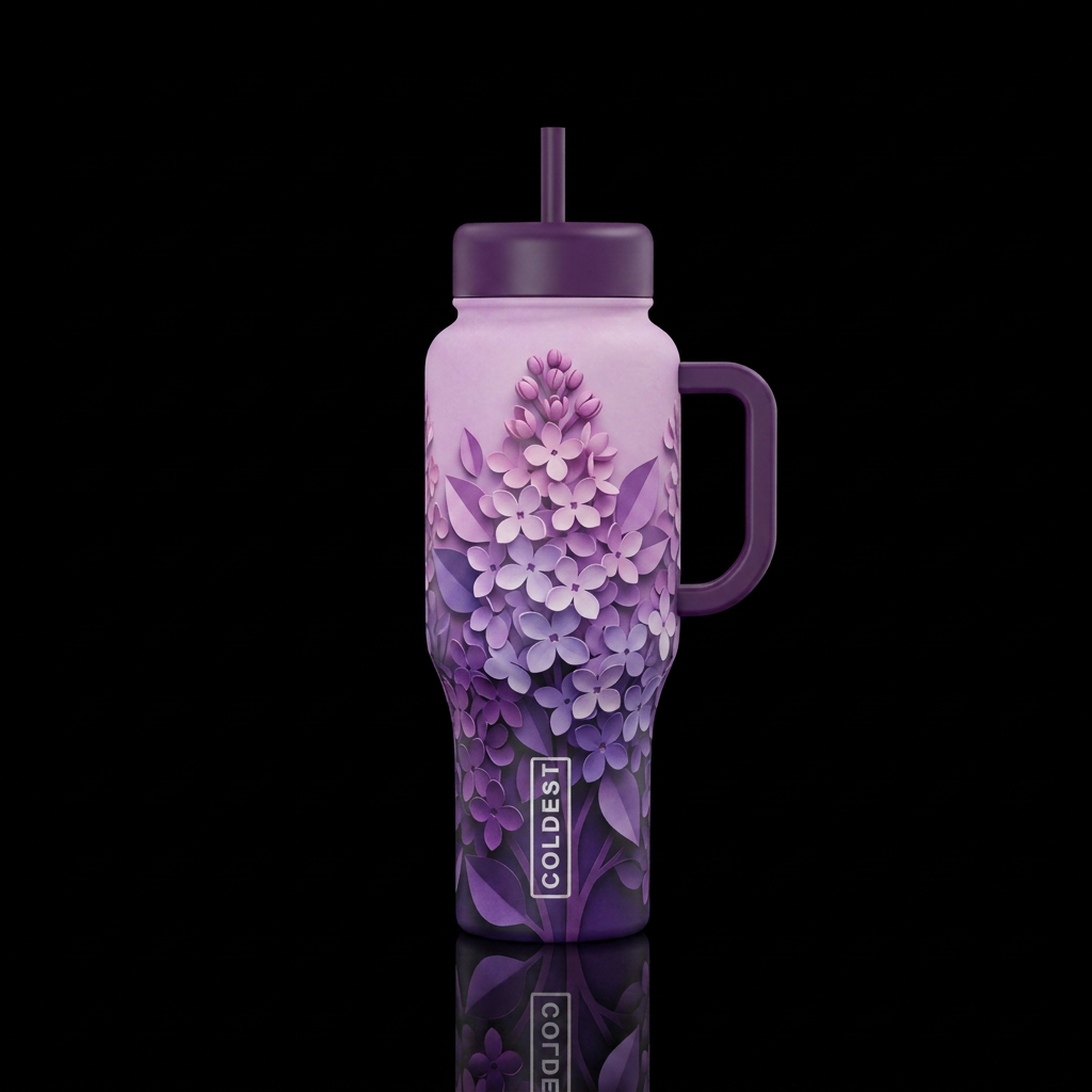 lilacs papercraft ombre water bottle design