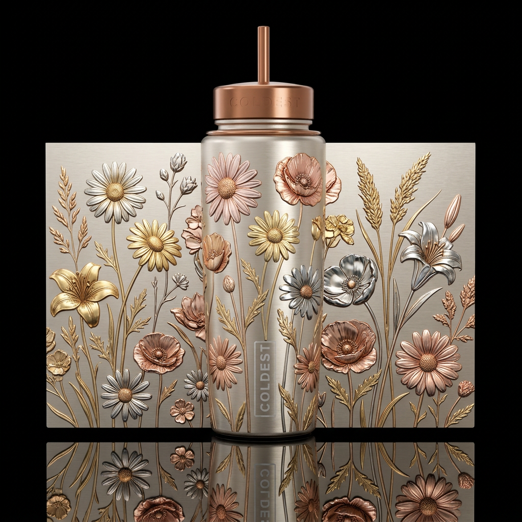 Neutral tone background with multiple size and typ... water bottle design