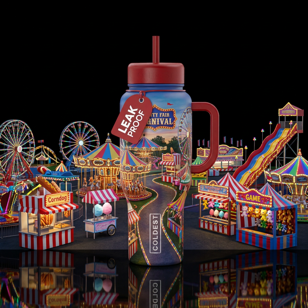 County fair carnival vibe water bottle design