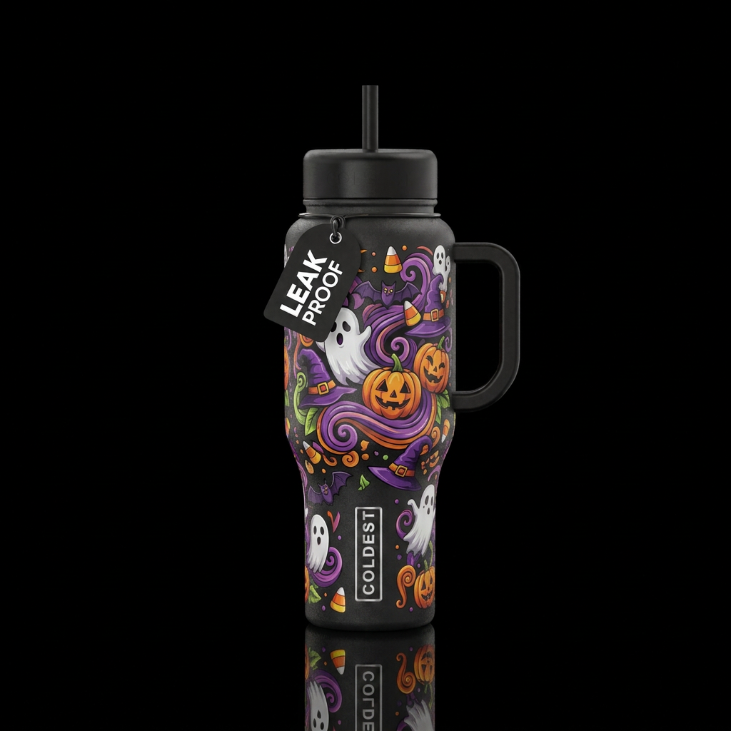 Spooky vibes water bottle design