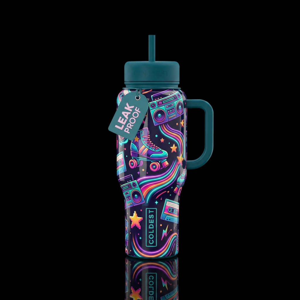Roller rink vibes water bottle design