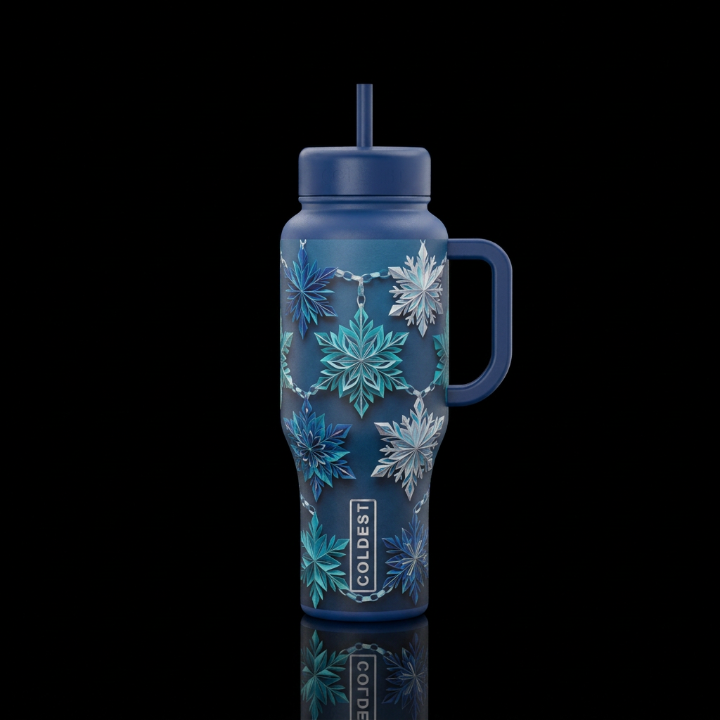 Paper craft snowflake garland water bottle design