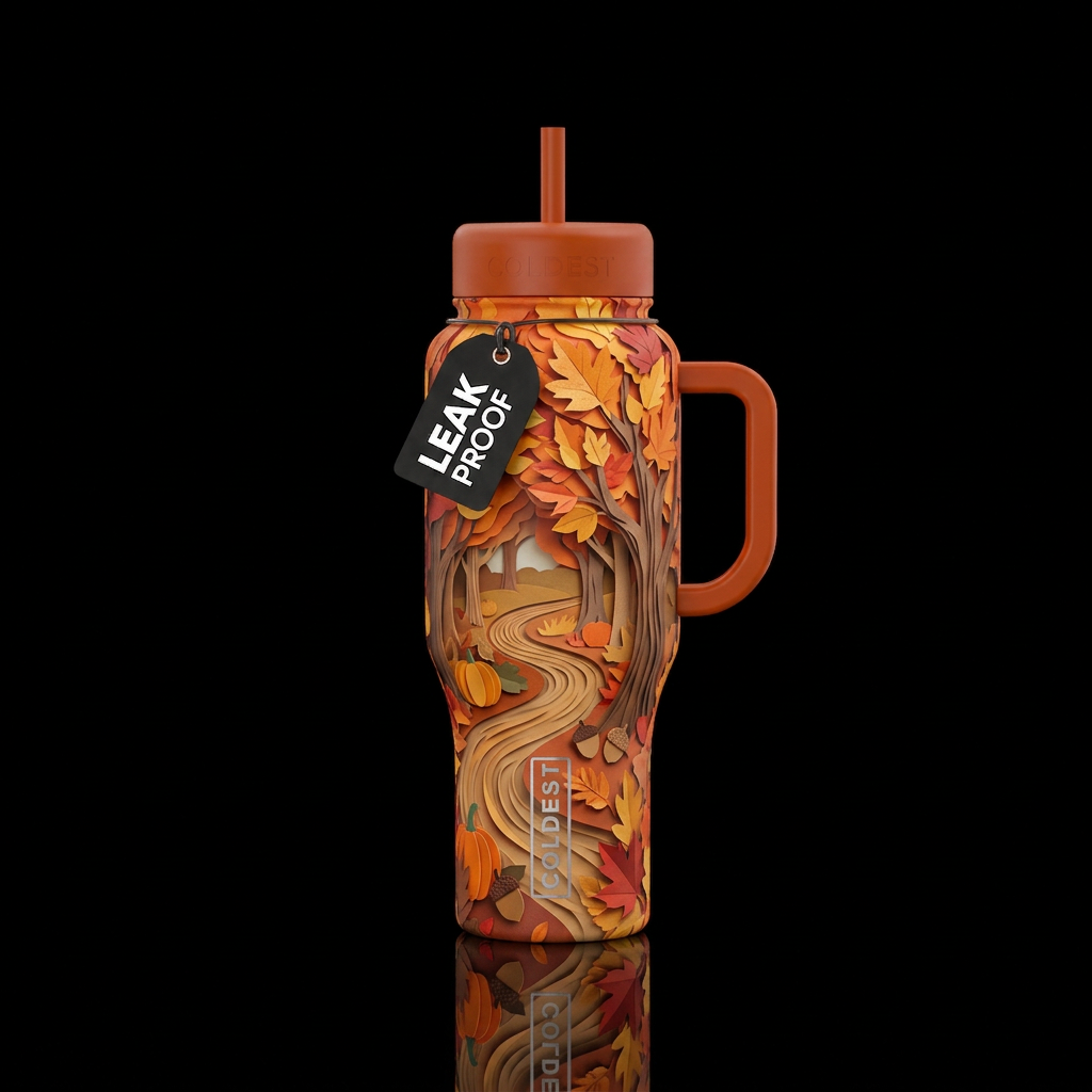 Paper craft fall day water bottle design