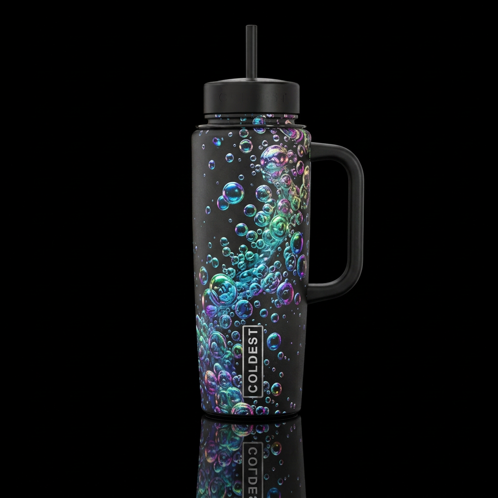 Bubbling up water bottle design