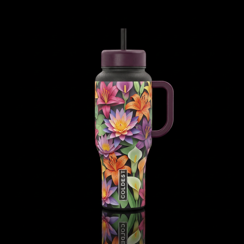 Paper craft multiple types of lilies water bottle design