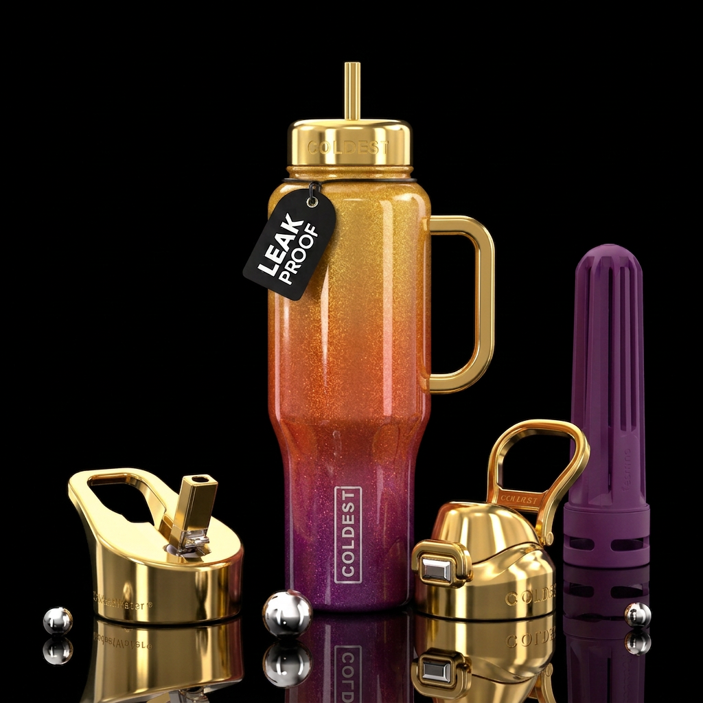 Glittery ombre Glossy sunrise water bottle design