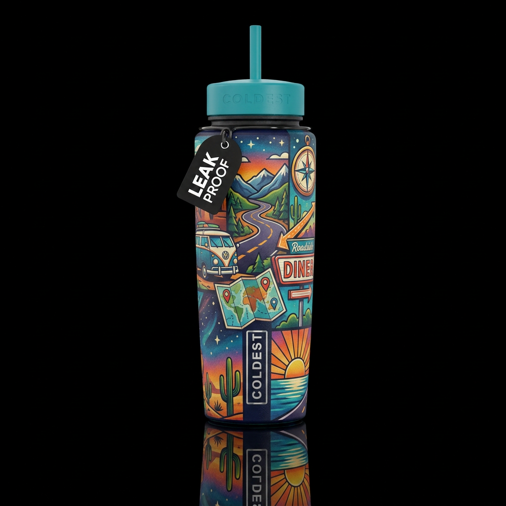 Road trip essence water bottle design