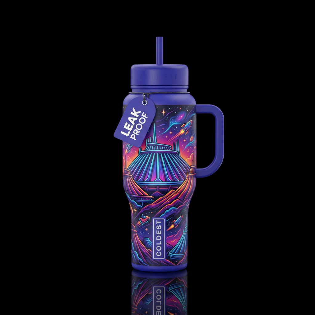 Space mountain water bottle design