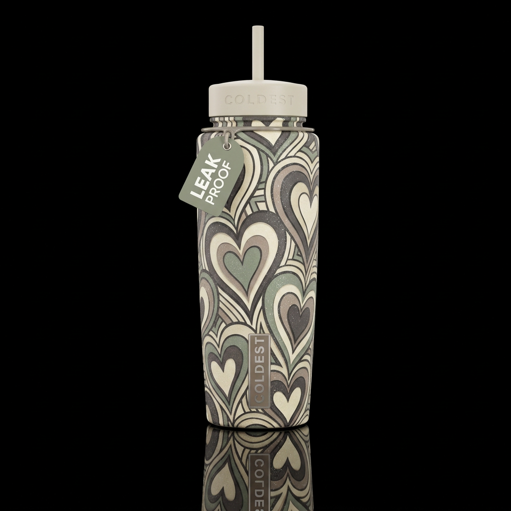 Paper craft Zendoodle mid century modern hearts ma... water bottle design