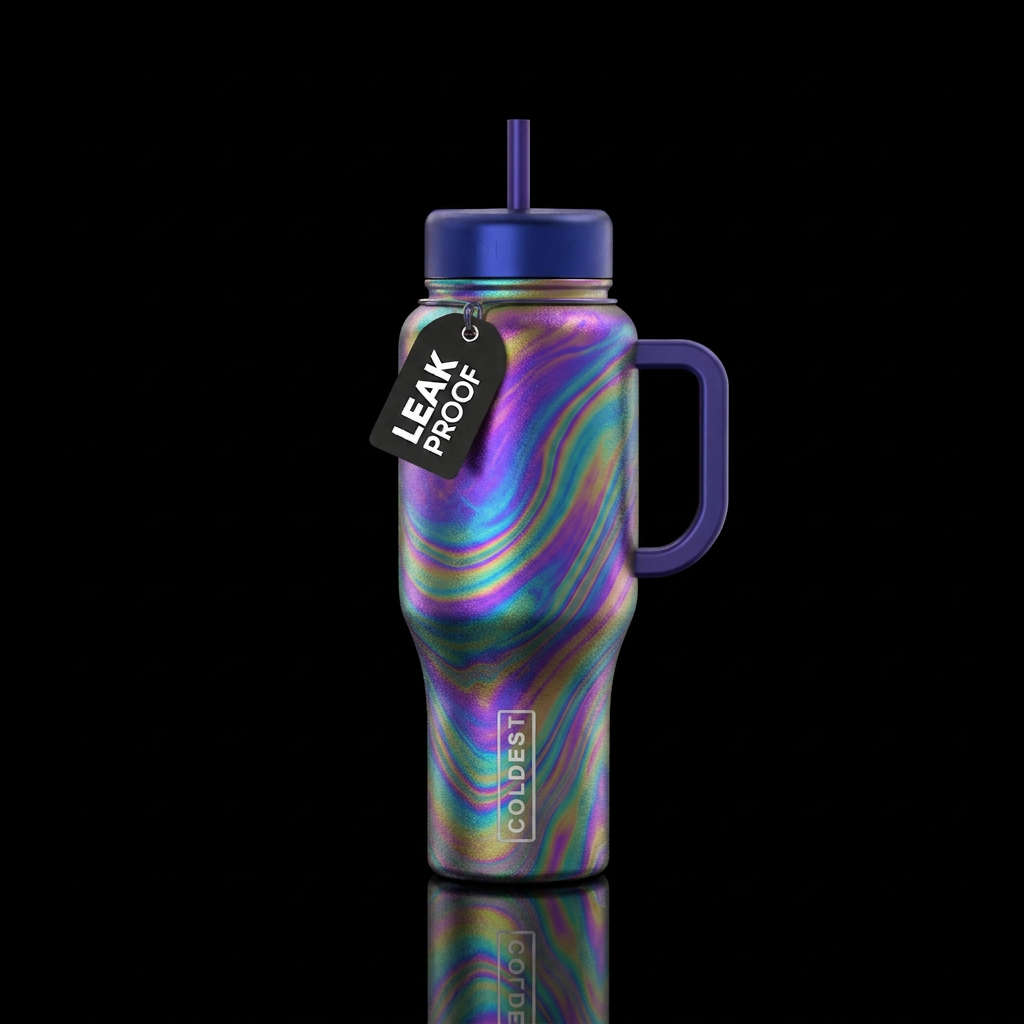 Oil slick water bottle design