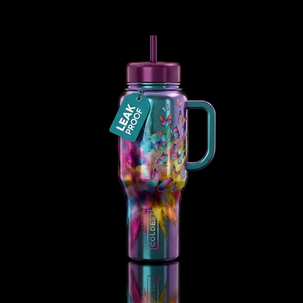 Metalic glossy of color run style color turning in... water bottle design