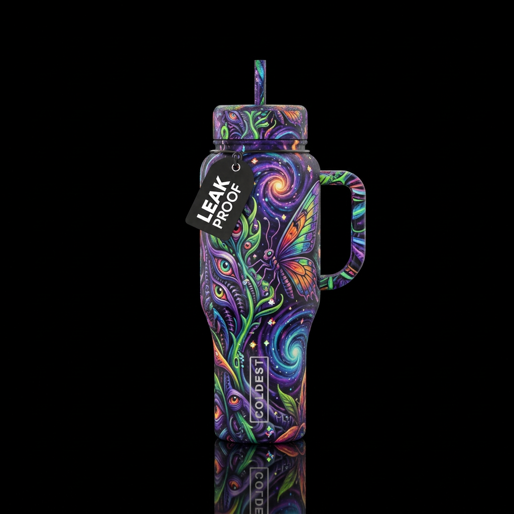 Magical realism nightmare with sparkly highlights water bottle design