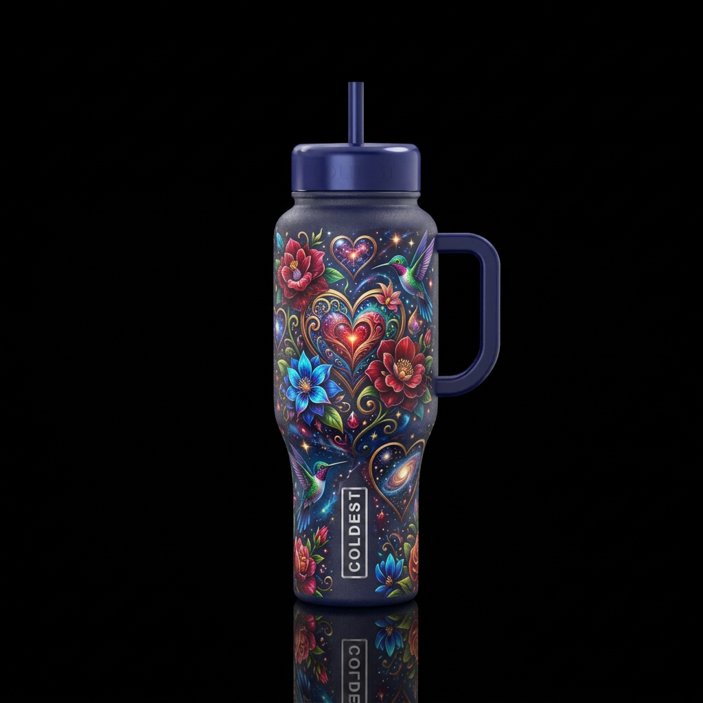 Magical realism love water bottle design