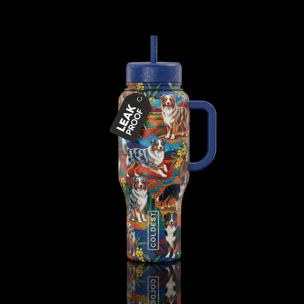 Australian shepherd water bottle design