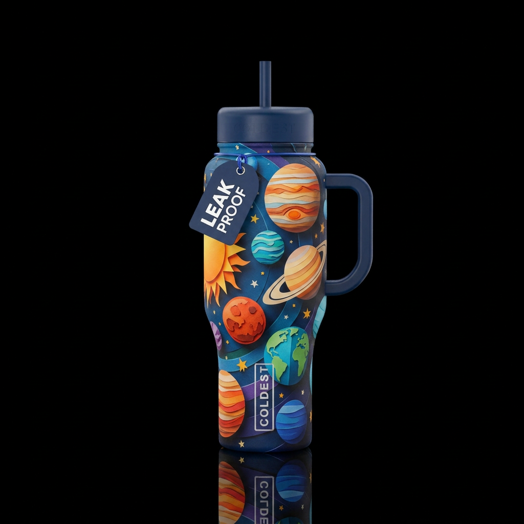 Paper craft solar system water bottle design
