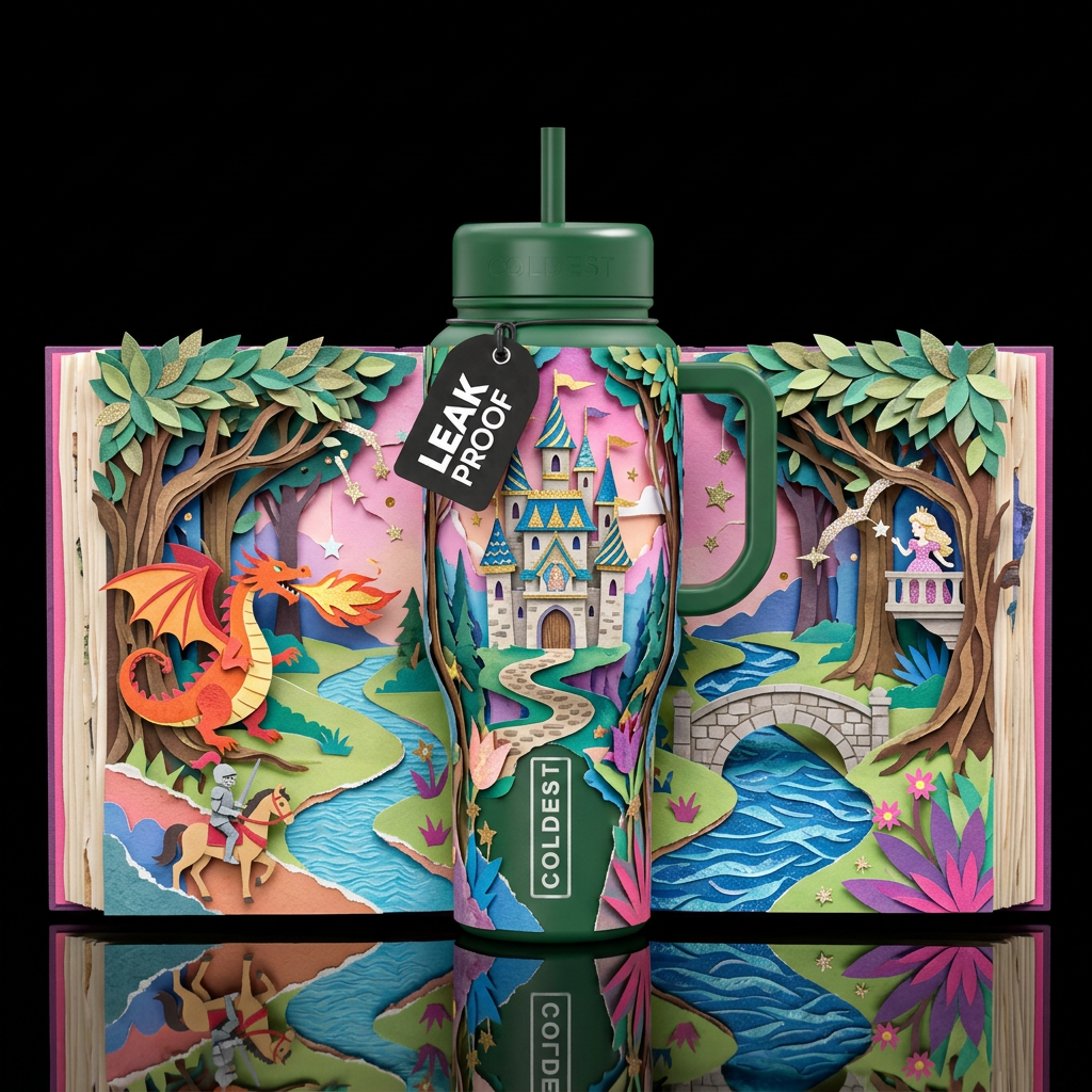 Fairy Tale Theatre water bottle design