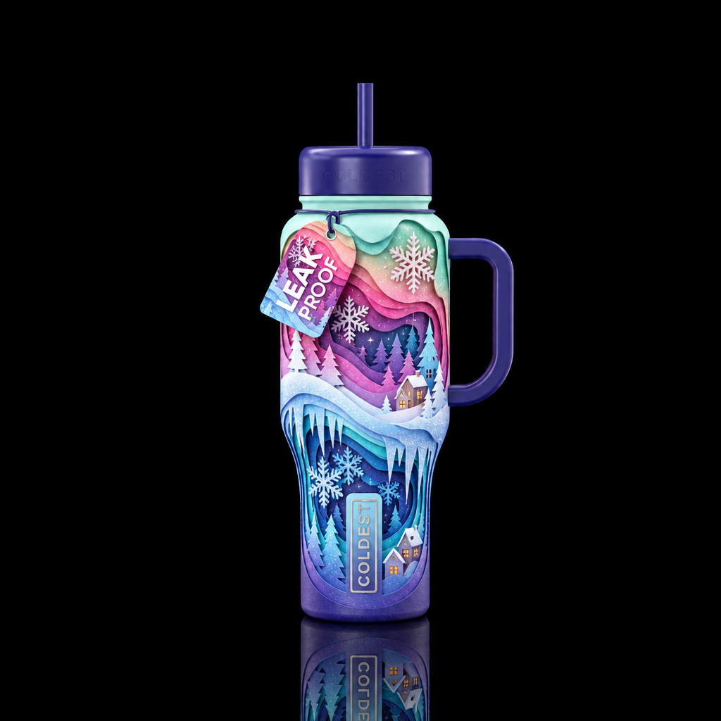 winter beauty water bottle design