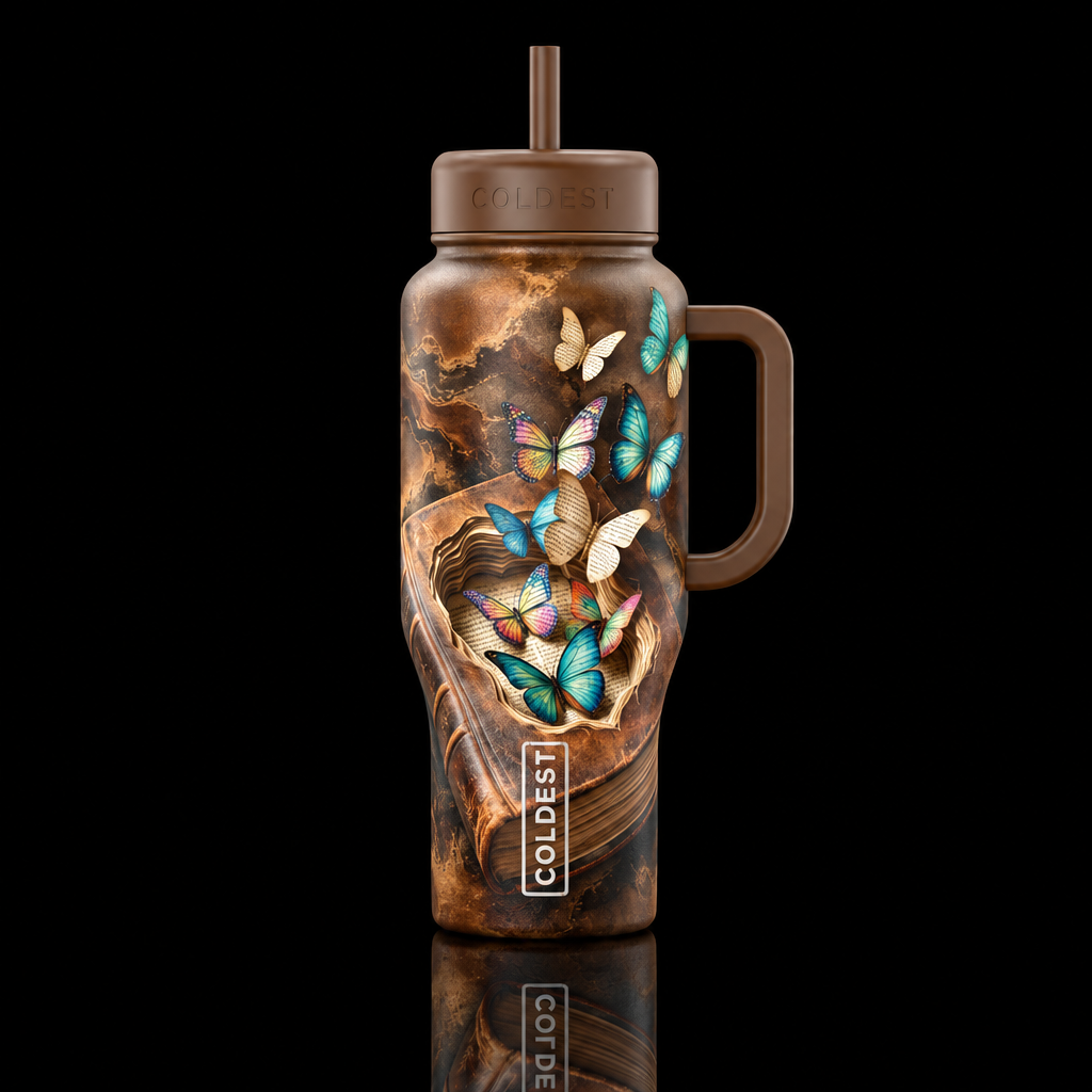 Fluttering Fables water bottle design