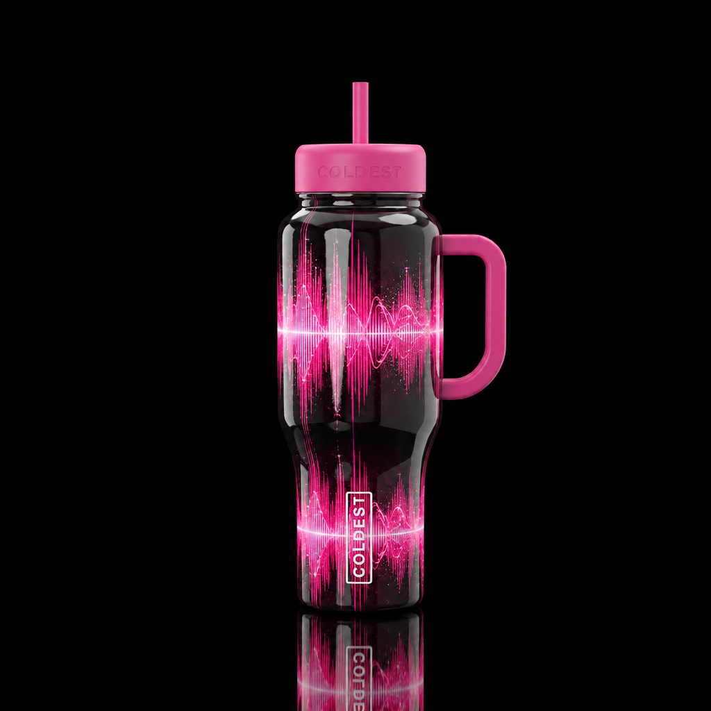 Sound waves water bottle design