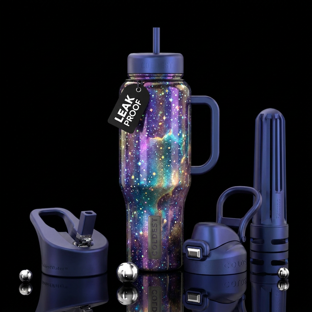 Galaxy holographic stars water bottle design