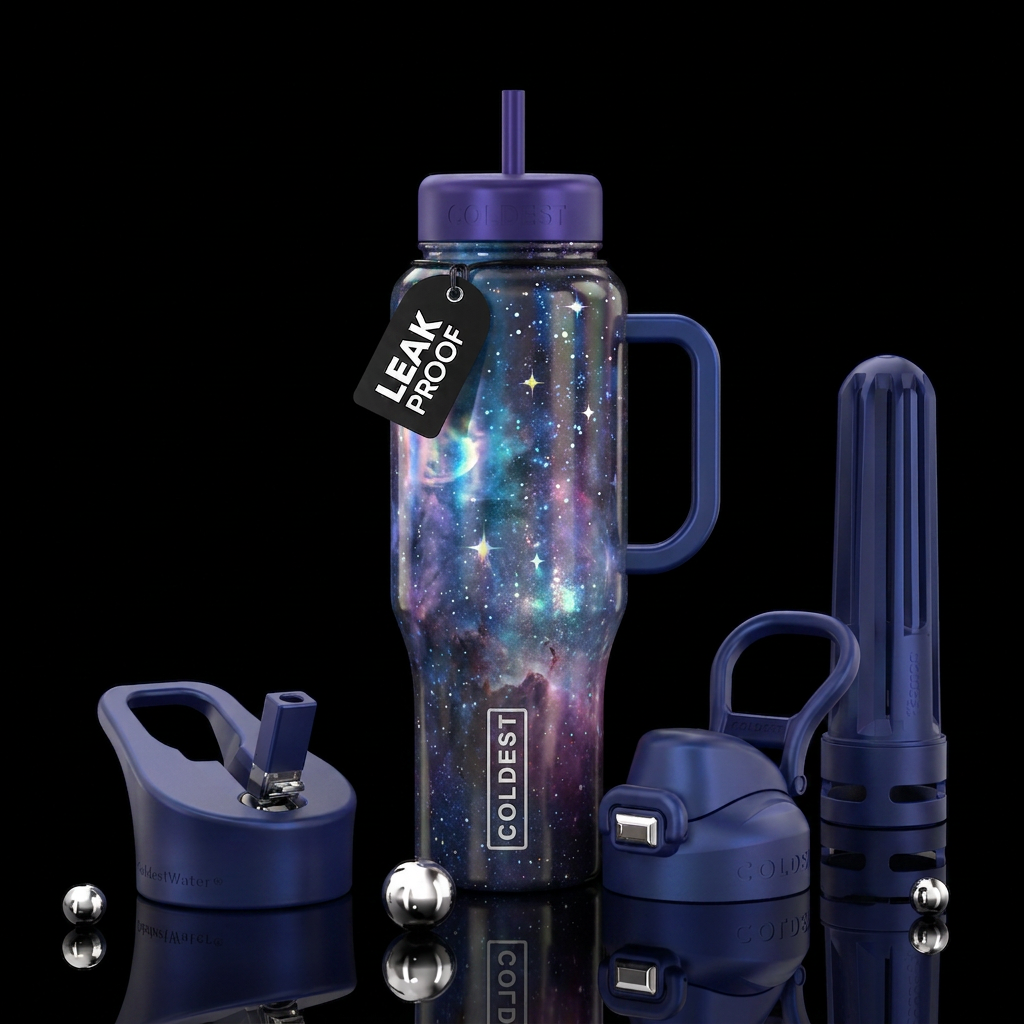 Galaxy holographic stars water bottle design