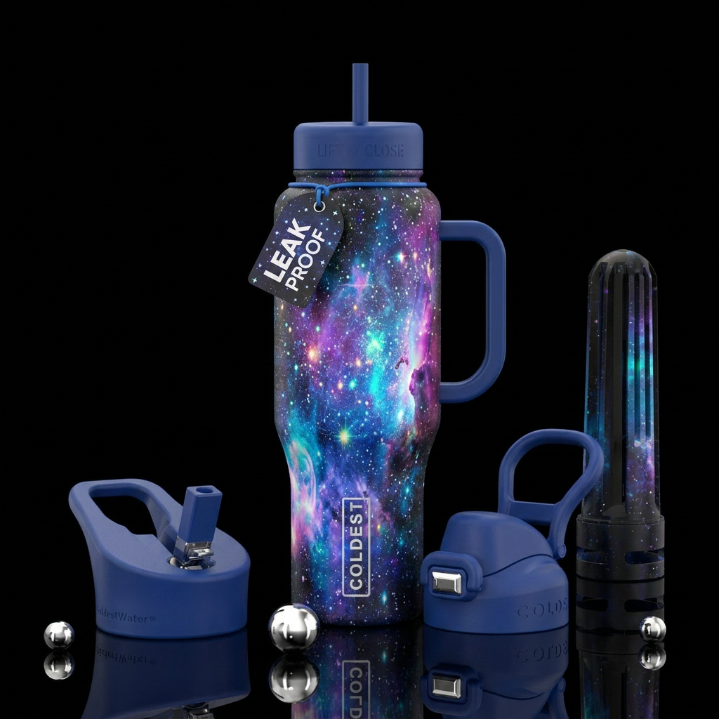 Galaxy holographic stars water bottle design