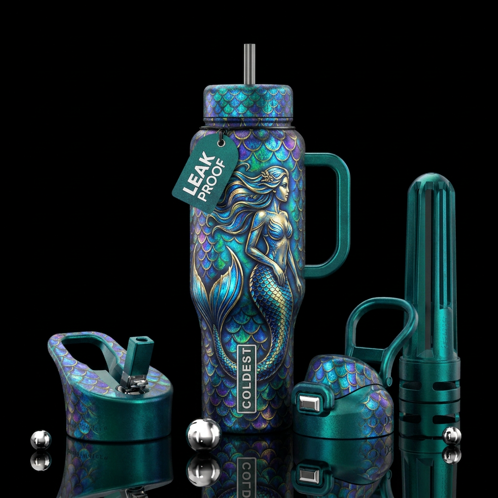 Mermaid water bottle design