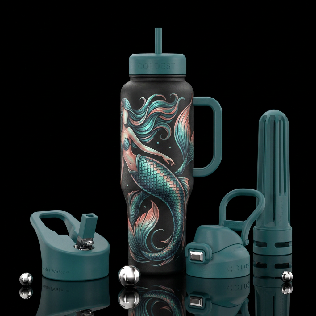Mermaid water bottle design