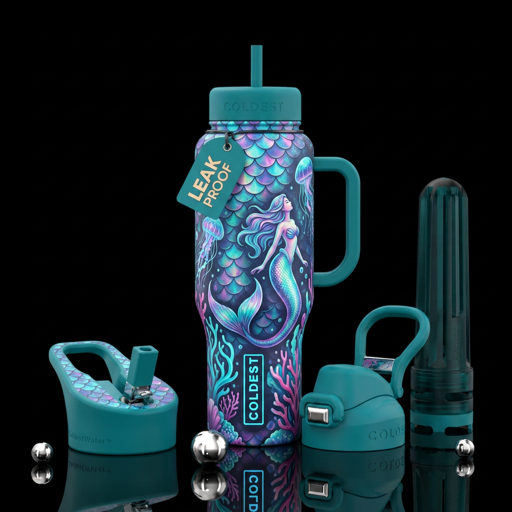 Mermaid water bottle design