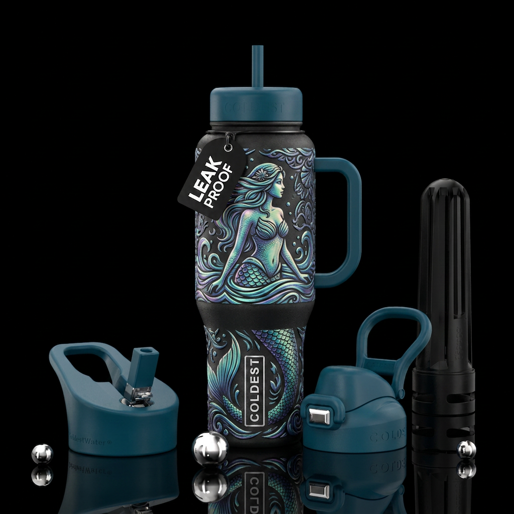 Mermaid water bottle design