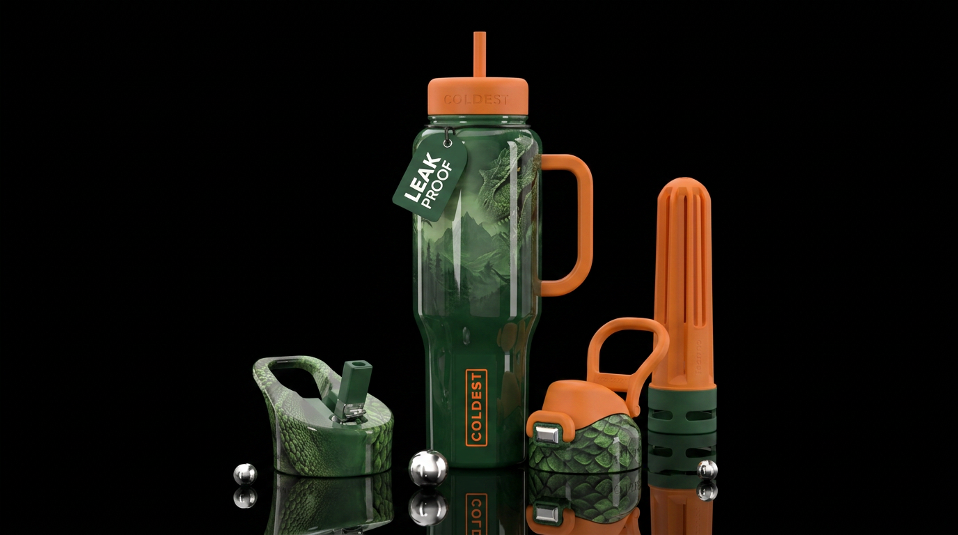 Dinosaur vs dragon water bottle design