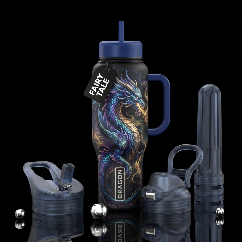 Fairytale dragon water bottle design