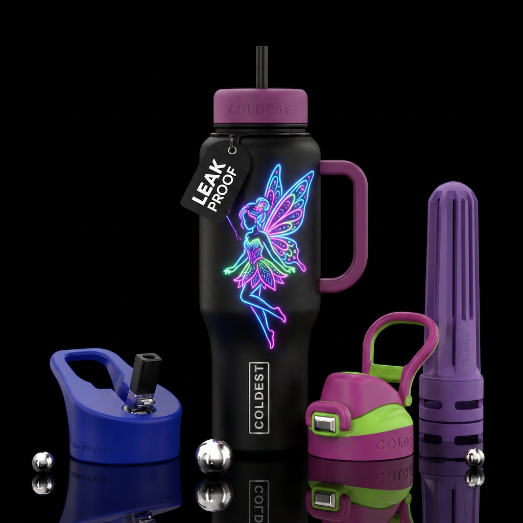 Neon fairy water bottle design
