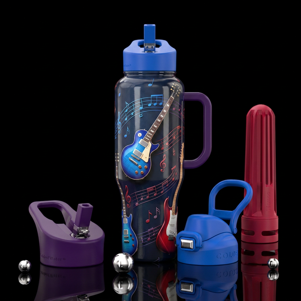 Music, guitar water bottle design