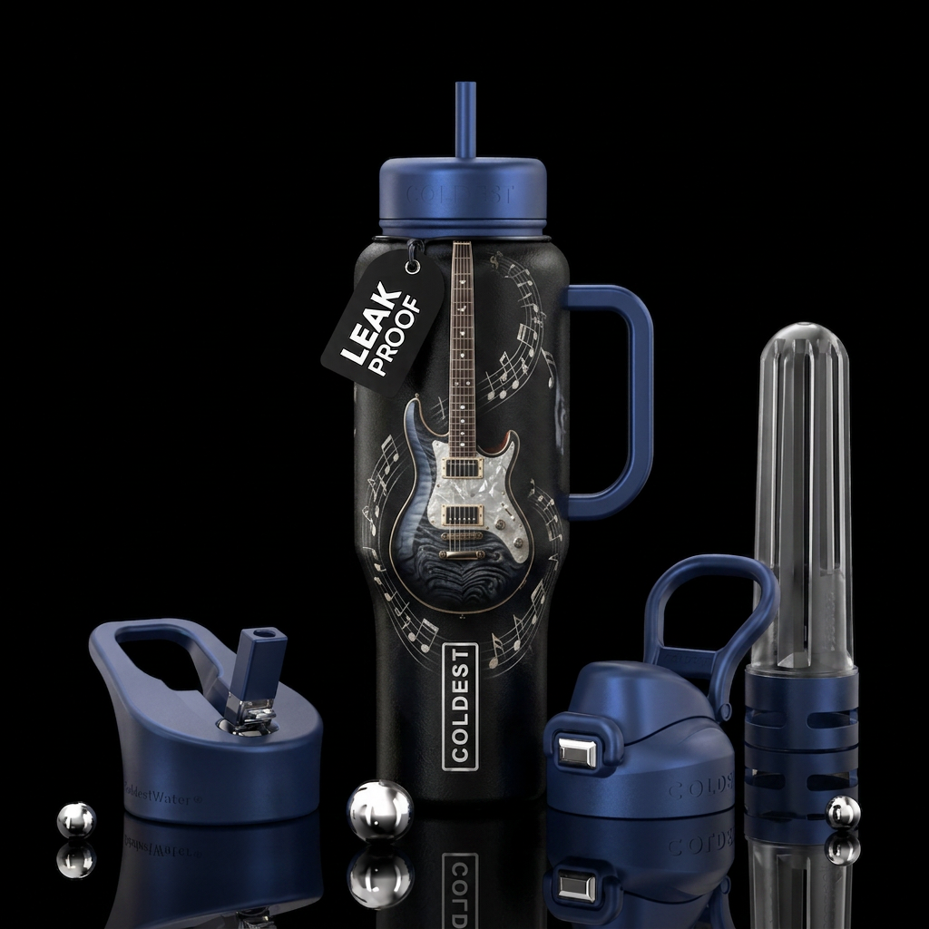 Music, guitar water bottle design