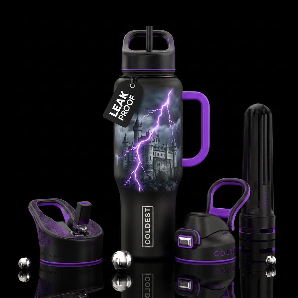Lightening strike over "coldest" castle water bottle design