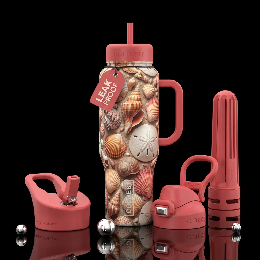 Sand dollars and seashells water bottle design
