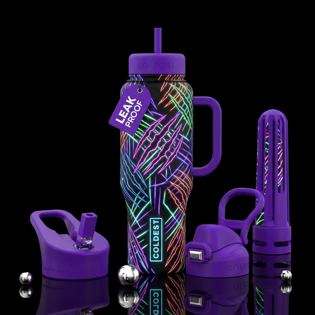 Cat scratch halloween, neon,  glow in the dark water bottle design