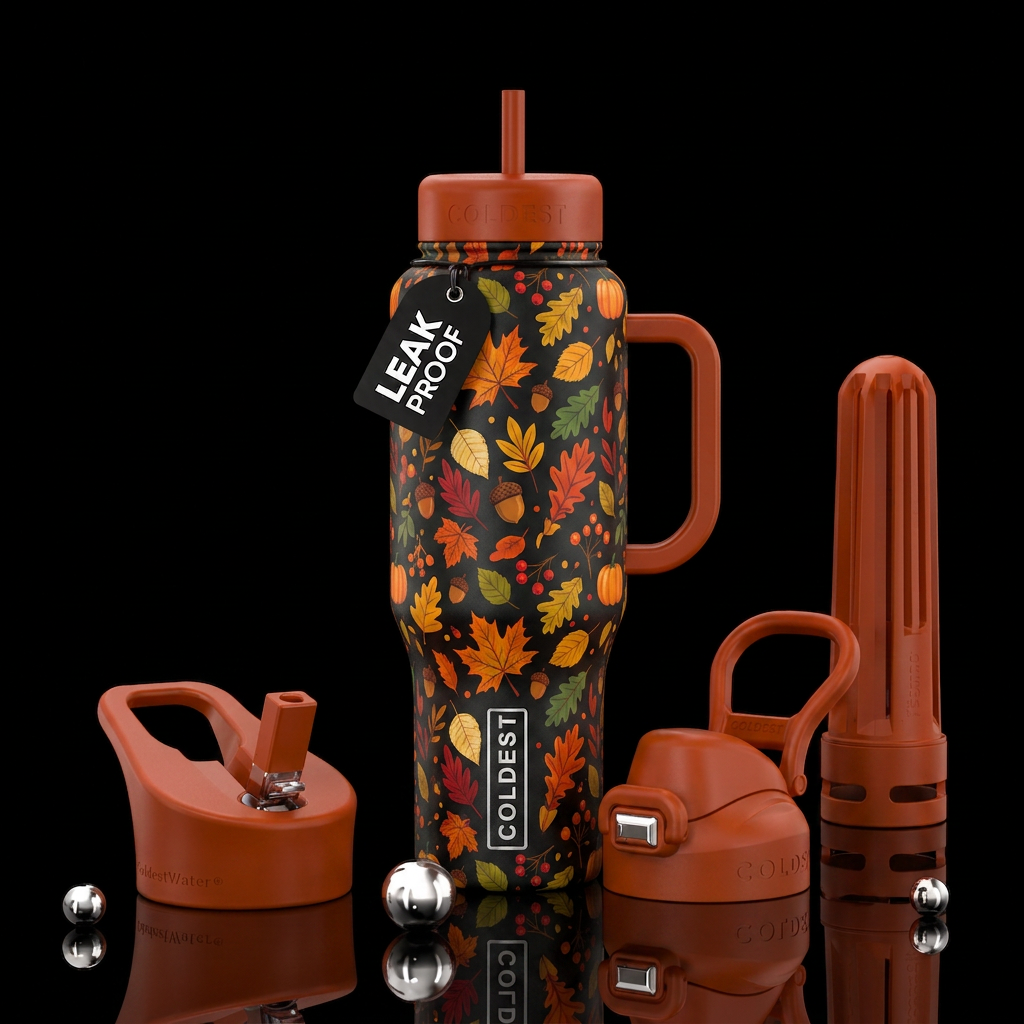 Festive fall water bottle design
