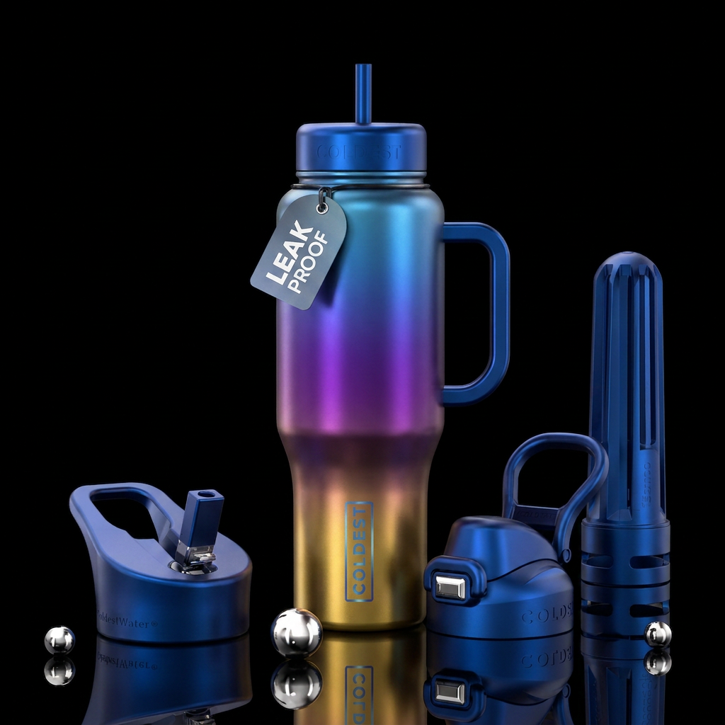 Titanium heated up, gold on bottom ombre to purple... water bottle design