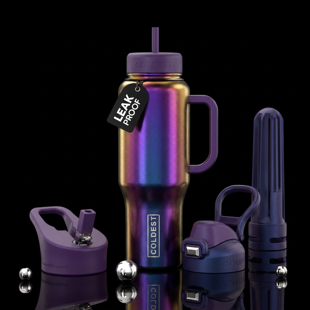 Burnt titanium water bottle design