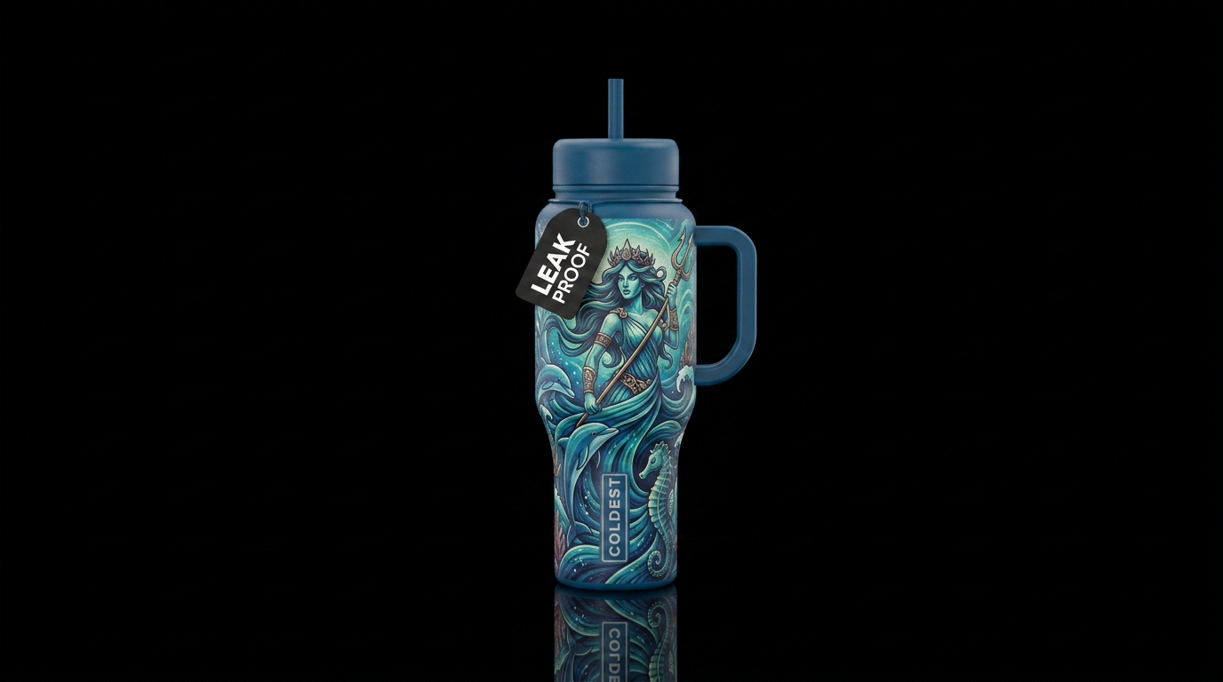 Greek goddess ocean water bottle design