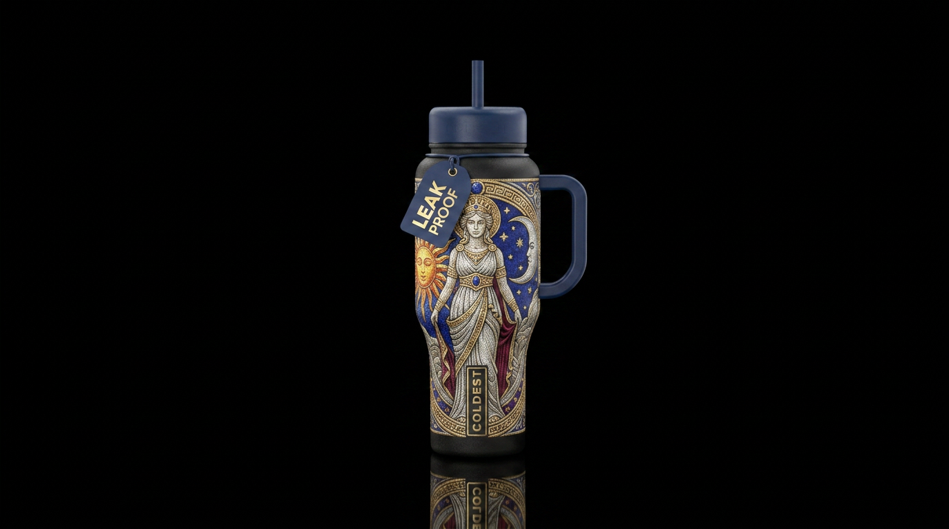 Greek goddess sun and moon water bottle design