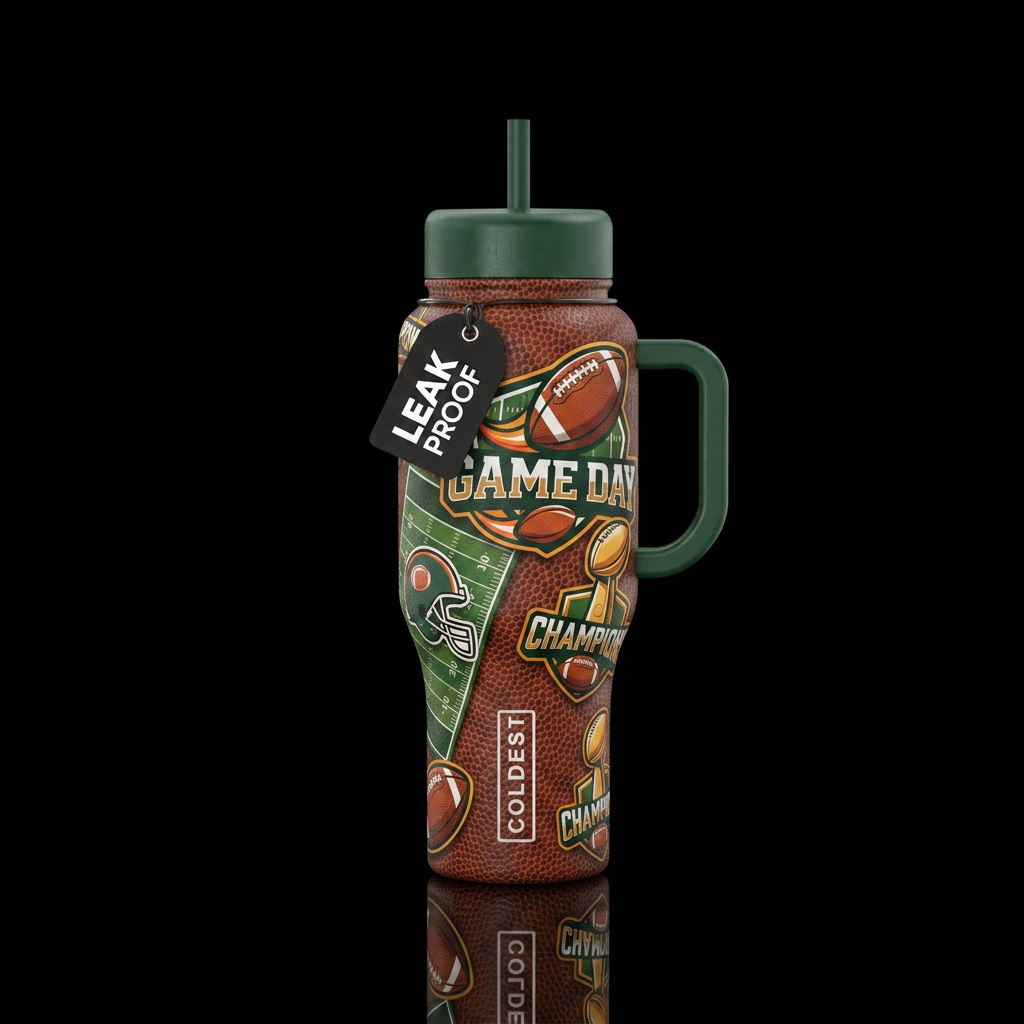 Football theme for men water bottle design