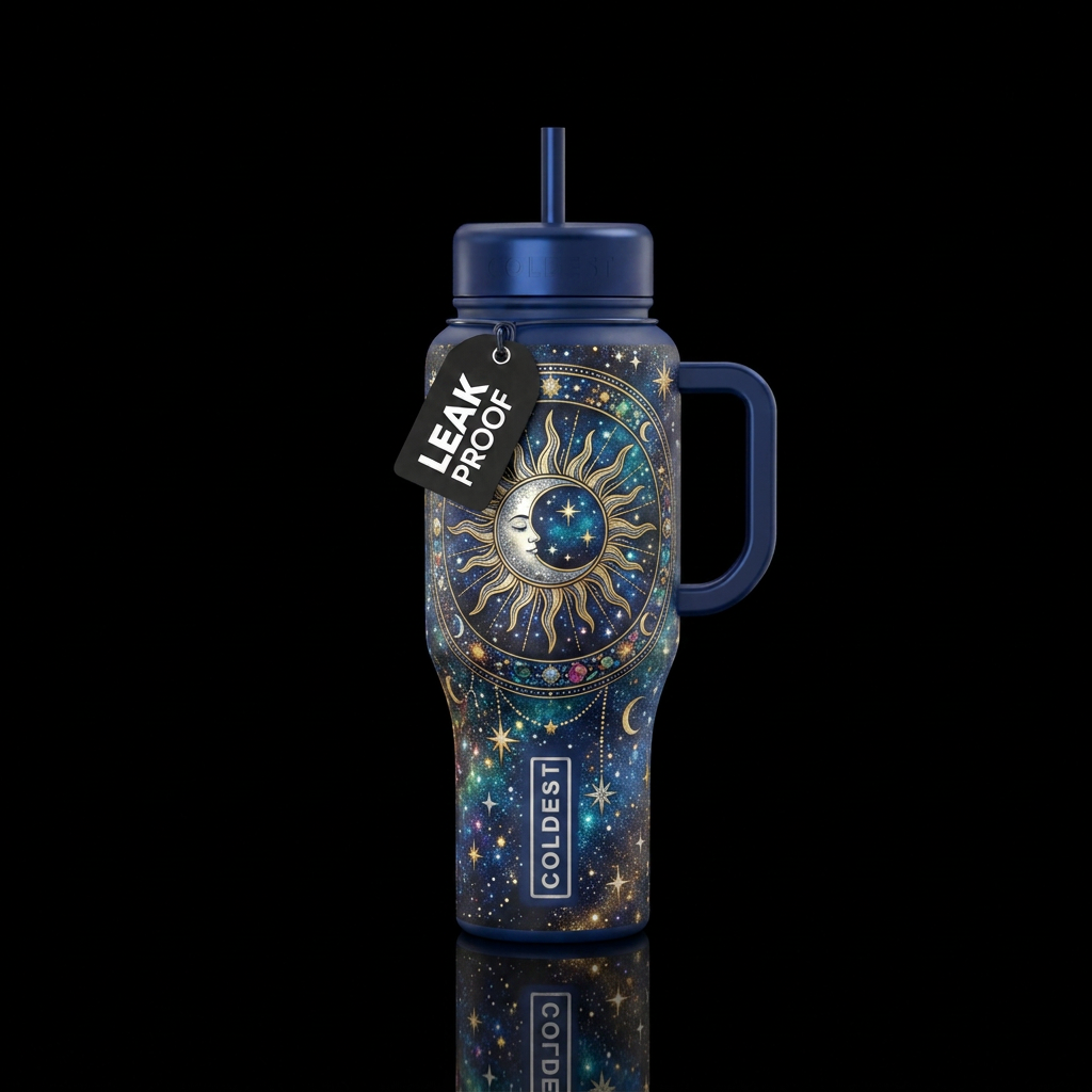 The sun, the stars, the moon water bottle design