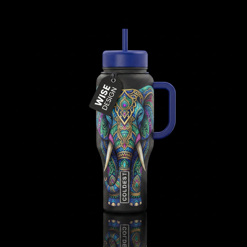 Wise elephant water bottle design